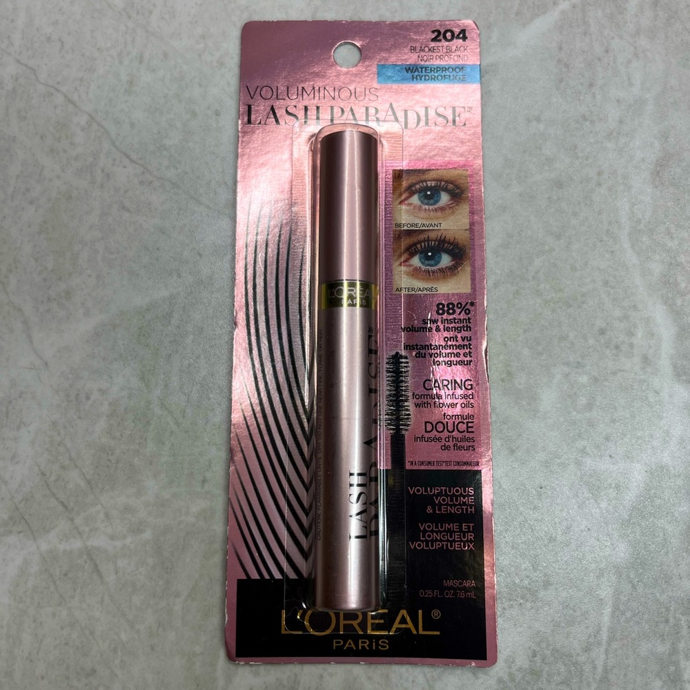 L’Oréal Paris Voluminous Lash Paradise Waterproof Blackest Black 204 Mascara.